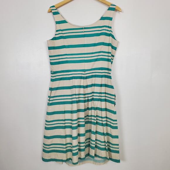J Howard striped pleated sleeveless dress size 14 - Picture 2 of 4